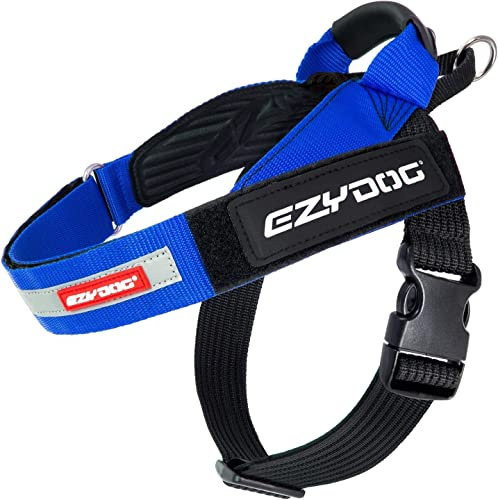 EZYDOG Express Hundegeschirr | Hundegeschirr für kleine, mittelgroße und große Hunde, abgewinkeltes, ergonomisches Design, geformter Griff, leicht zu lösende Seitenschnalle (XS, Blau)