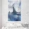 ABAKUHAUS Hai Wandteppich und Tagesdecke, Penguin Holding-Wildfisch aus Weiches Mikrofaser Stoff Waschbar ohne Verblassen Digitaldruck, 140 x 230 cm, Blau grau Sand