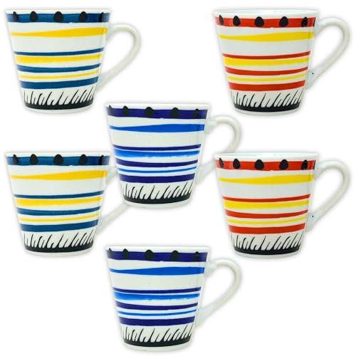 NAMAI - Set 6 Tazzine Caffe - Porcellana - Adatte in Lavastoviglie e Microonde - 50 ML - Tazzine Caffe Particolari - Tazzine da Caffè Particolari - Tazze Caffe (Puglia 1)