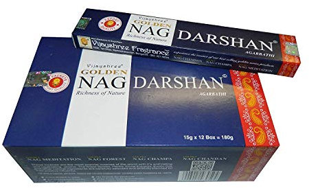 Vijayshree Golden Nag Serie Masala Agarbathi R?ucherst?bchen, 12 St?ck, 180 g, mit dem Retailers Stick Holder von EASY 4 SAVE (NAG DARSHAN)