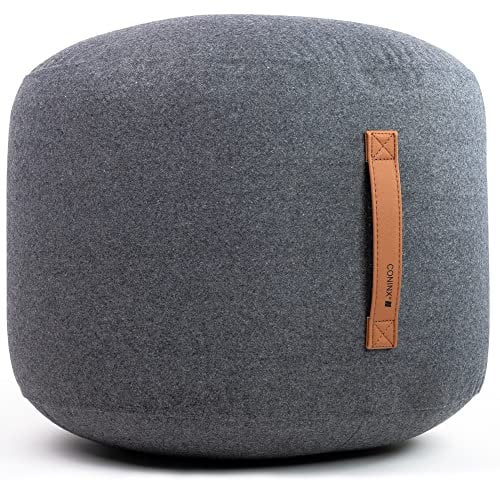 Coninx Pouf Hocker in Anthrazit - 50 cm x 40 cm Woll Pouf grau - Bequemer Sitzhocker oder Fußhocker, Sitzpouf - Vielseitiger Sitzsack Erwachsene und Kinder - Sitzkissen Boden - Bodenkissen aus Wolle