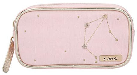 Depesche 10861-031 TOPModel - Kosmetiktasche, rosa mit dem Sternbild Libra (Waage) verziert, ca. 19 x 10 x 5,5 cm groß, zum Verstauen von Schmink- und Kosmetikartikeln