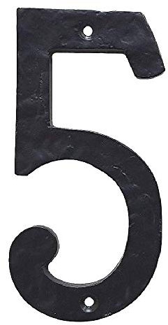 A10SHOP - Numeri per porta in ghisa massiccia e pesante, 14 cm, colore: Nero (numero 5)