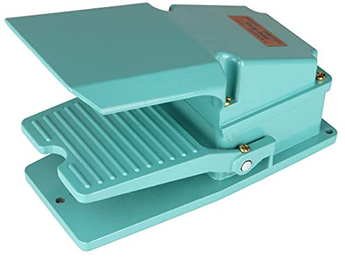 GUUZI Interruttore a Pedale Momentaneo in Metallo Resistente Interruttore a Pedale per Alimentazione Elettrica Momentaneo SPDT NO NC 0~380V/15A (Verde)