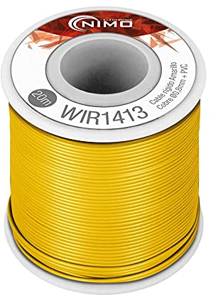 Cable rígido 0,8mm (0.5mm²) para conexionado, exterior 1,4mm, 20 metros (Amarillo)