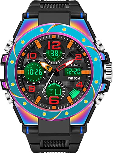 Herren Militärische Digitale Sportuhr Große Anzeige Armbanduhr 5ATM wasserdichte mit Wecker Kalender Stoppuhr Chronograph
