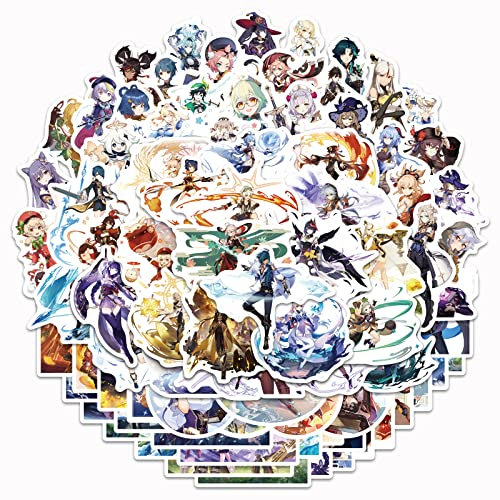 [100 PCS] QYZHIZ Gemischter Aufkleber, Genshin Impact Game Sticker, Yuanshen Sticker, Bunte Aufkleber, Wasserdichte Aufkleber, für Laptop, Wasserflasche, Computer, Skate, Telefon, Fahrrad, Gitarre.