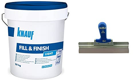 zbs24 Knauf Fill & Finish light - Allzweckspachtelmasse Sheetrock 20 kg - verarbeitungsfertige Füll-und Feinspachtelmasse leicht, Set mit Flächenspachtel 200mm