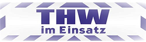 INDIGOS UG - Magnetschild Auto THW im Einsatz mit Rahmen 45 x 12 cm blau reflektierend - Magnetfolie LKW Truck Transporter Baustellenfahrzeug Firmenwagen - flexibel abnehmbar und