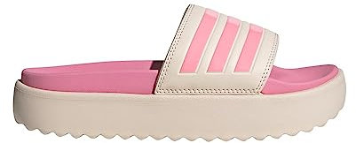 adidas Women's Adilette Platform Slide Sandal, Wonder Quartz/Beam Pink/Taupe Metallic, 8 UK
