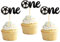 24 Stück One Cupcake Tops Glitter Fußball Kuchen Topper, Erster Jahrestag Tortendekoration für 1st Geburtstag Party Kuchendekorationen Zubehör
