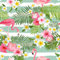 Flamingo-Polsterstoff, Meterware, tropischer hawaiianischer Blumen-Outdoor-Stoff, Sommer-Palmenblätter, gestreifter Dekorationsstoff für Polster- und Heimwerkerprojekte, 92 x 150 cm, Grün-Rosa
