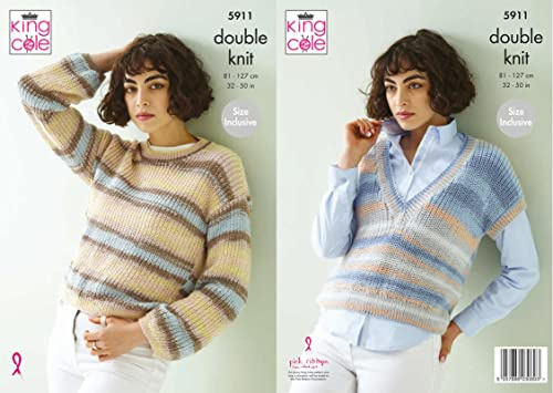 King Cole Ladies Double Knit Knitting Pattern Womens Top & Sweater (5911)