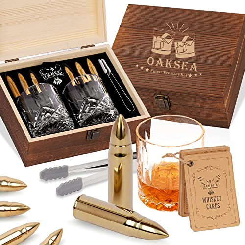 Geschenke für Männer, Vater, Ehemann, Vatertag, Jahrestag, Geburtstag, Geschenke für ihn, Freund, Edelstahl-Whiskygläser und Whiskey-Steine, Cooles Burbon Scotch Cocktail-Set Geschenke