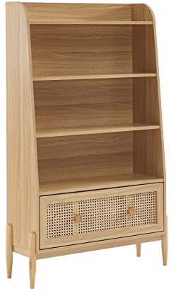 BAÏTA Bibliothèque Enfant Pablo Effet chêne et cannage rotin