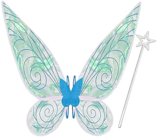 Takmor Feenflügel Erwachsene Feenflügel Kinder, Feen Flügel Damen Erwachsen Fasching Kostüm Fairy Wings für Karneval Geburtstag Halloween Weihnachten Rollenspiele Comic Con Themed Party (Blau)