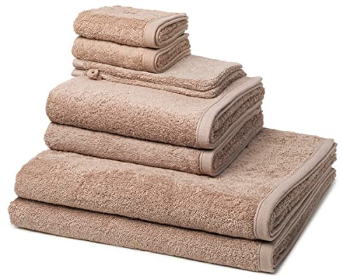 Ross - 8 teiliges Frottier-Set - Vita (2 X Wasch- 2 X Gäste- 2 X Dusch- 2 X Handtuch im Set) - 520 g/m2 - Baumwolle - Walkfrottee - saugstark - weich und flauschig - Cappuccino