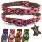 ALTEZAR Collier pour chien - Cuir de vachette marron - Rose tribal, rose, blanc, marron - Brodé sur toute la longueur - Fabriqué à la main au Mexique - Taille M - Pour chiens de taille moyenne