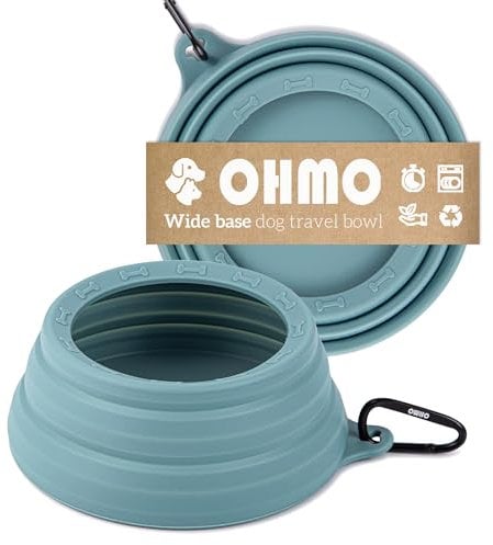 OHMO Faltbarer Hundenapf Anti Tip Over breite Basis kleine Öffnung, Reisenapf Hund, Weniger Spritzer Verschütten Tragbare Pet Bowl für Road Trip, Katze Reisezubehör (700ml, Hellblau)