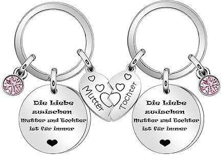 Coagurmes Mutter Geschenk von Tochter Sohn, 2pcs Silber Anhänger Geburtsstein Schlüsselanhänger für Mama Muttertag Tochter Sohn Geburtstag Weihnachten Graduierung Geschenk (Mutter Tochter)