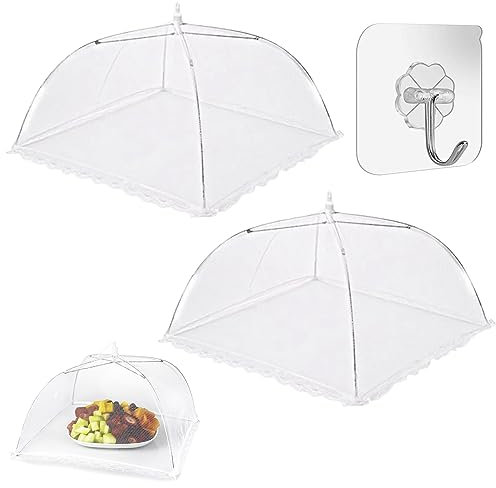 Cubierta Protectora Alimentos Fresca,2PCS Mosquitera Comida Desplegable,Cubierta Comida Plegable Reutilizables,Mosquitera Comida,Cubierta de Malla Plegable para Alimentos,prevenir moscas