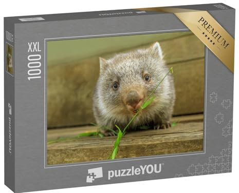 Puzzle 1000 Teile XXL „Niedliches Wombat-Jungtier bei der Nahrungsaufnahme“ – aus der Puzzle-Kollektion Wombats, Exotische Tiere & Trend-Tiere