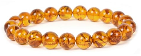 Justinstones Natural Amber Energy Beads Bracelet 8mm Round Beads Crystal Healing Baltic Amber Stretchable Bracelet for Adults (Women/Men)