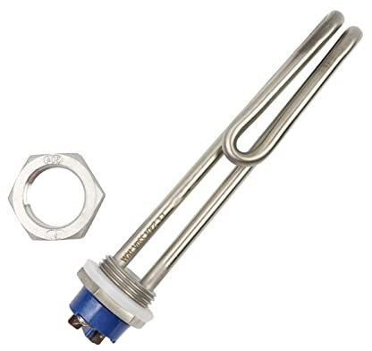 Immersion Heater 32mm Thread 380v Electric Boiler Heater Immersion Water Heating Element 1KW/2KW/3KW/4KW (Color : with Female Thread, Wattage : 1KW 180mm) (Heater Thread Nut 1KW 180mm) (With Locknut