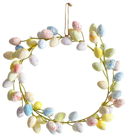 Osterkranz mit gepunkteten Eiern, gepunkteter Ostereierkranz mit Umhängeband, Haustür, Wanddekoration, Türaufhängung, Ostereierkranz, Ostern, DIY, Party-Dekoration, Ostergeschenk für Freunde,