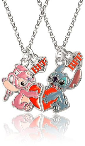 Disney Lilo & Stitch - Juego de 2 collares para mejores amigas con dije de mejor amiga y puntada, con licencia oficial, Moderno, No es una piedra preciosa