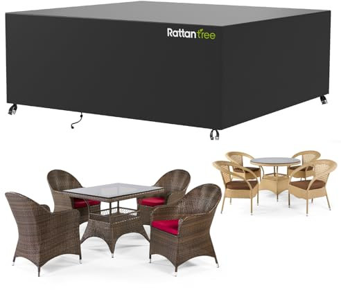 Rattantree Étanche Housse Salon de Jardin Pour Mobilier de Jardin, 420D Tissu Oxford Hydrofuge et Anti-UV Bache de Protection Exterieur pour Table Chaises Canapé (170x94x70cm)