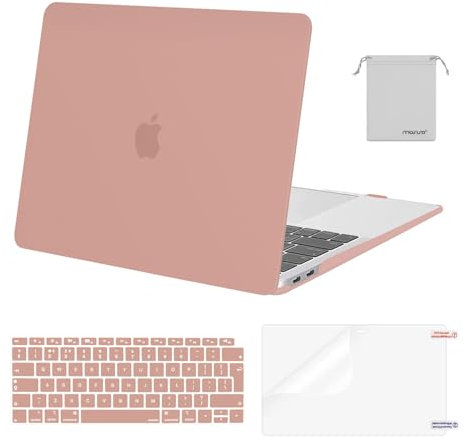 MOSISO Coque Compatible avec MacBook Air 13 Pouces M1 Compatible 2021-2018 A2337 A2179 A1932, Coque Rigide&Housse Clavier&Film D'écran&Sac de Rangement pour MacBook Air 13,3 Pouces,Rose Saumon