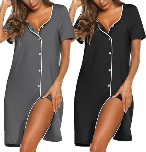Ekouaer Nighties for Women Nightdress Ladies Cotton Nightie Soft Night Dress Womens T Shirt Nightdresses Summer Nightwear Sleep & Lounge
