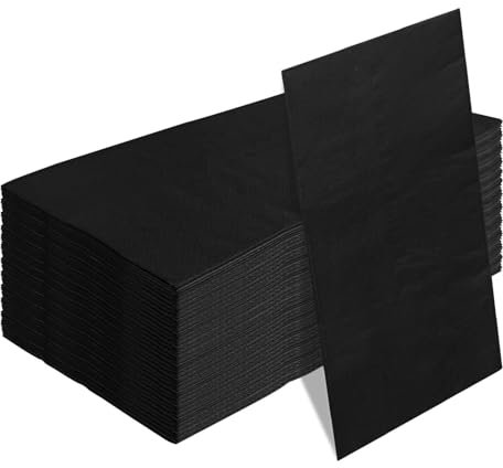 SietDESEO Einweg-Servietten, 3-lagig, schwarz, 33 x 39 cm, für Badezimmer, Hochzeit, Geburtstagspartys, 50 Stück