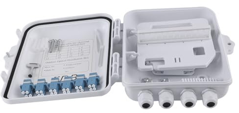 Eardion 12 Core Fiber Distribution Box, 12 Port FTTH Fiber Distribution Box Splitter Box- Fiber Optic Terminal Junction Splitter Box with LC Fiber Cable Coupler