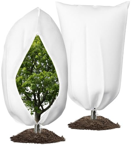 KEAWEO Winterschutz für Pflanzen, 120x180cm Frostschutz Pflanzenabdeckungen als Winterschutz, Groß Frostschutz Schutzhülle Pflanzensack Wiederverwendbar, Winterschutz Kübelpflanzensack, 2PCs