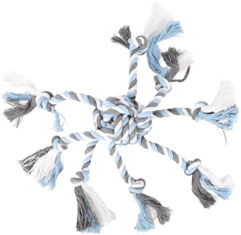 Flamingo Hundespielzeug Jim – Knotenball Octopus Blau | 35 × 35 × 7 cm | Zahnpflegend & Langlebig