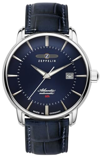 Zeppelin Herrenuhr Serie Atlantic Automatik 5 ATM mit Kroko Look Lederband 8460-3