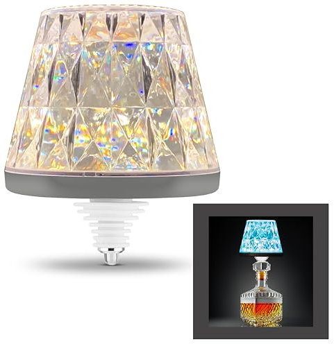 REV LAMPRUSCO CRISTAL - Lampada da tavolo RGB, senza fili, 130 lm, 1,6 W, 2500 mAh, luce per bottiglia dimmerabile, in diversi colori, lampada da tavolo touch per interni ed esterni, IP54