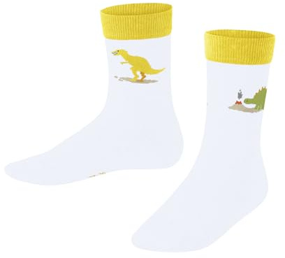 FALKE Unisex Kinder Socken Dinosaurs K So Baumwolle gemustert 1 Paar, Weiß White 2000, 39-42
