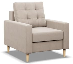 Mebligo - Sessel Wohnzimmer Blank, Relaxsessel mit Bonell Federkern, Fernsehsessel im Skandinavischen, Loungesessel Moderne - beige (Paros 02)