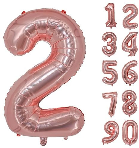 32 Inch Number Balloons Giant Number Aluminium Foil Helium Balloons for Birthday Party Celebration Decoration New Year Baby Shower Anniversary (Rose Gold, 2)