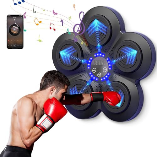 EagerMinds Machine à Boxe Musicale,LED Machine de Boxe Musicale Adulte, Machine de Boxe Murale Intelligente, Music Boxing Machine Bluetooth pour Enfant et Adulte pour Le Gymnases (Noir)