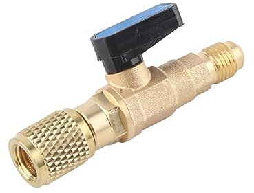 Klimaanlagen-Kugelhahn 1/4 Zoll SAE-Adapter, Klimaanlagen-Flüssigkeitsschlauchventil, Gerades Absperrventil für HLK-Klimaanlage, Kfz-Service-Werkzeuge, Passend für Kältemittel