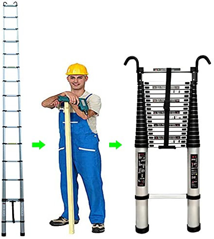 Teleskopleiter für Dachzelt, Wohnmobil, Loft-Boote, robuste Aluminium-Kompaktleiter mit kurzem Teleskop-Design, 2 m, 2,6 m, 3,2 m, 3,8 m Optionen, 2,9 m
