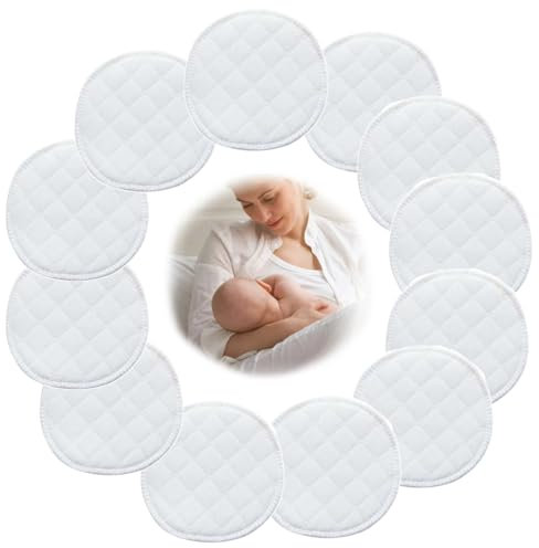 YAPKOLV 12 Pezzi Coppette Assorbilatte Lavabili, Pads Ecologici e Comodi, Naturale Bambù, Anti-Fuoriuscita, Assorbenti & Ultra Morbidi per Maternità