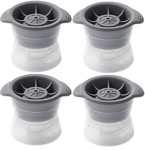 Sarini Lot de 4 moules circulaires de Hockey sur Glace en Silicone de 6 cm pour gobelet à Whisky, Verre à Bourbon en Cristal, Grands glaçons pour Boissons, moules à glaçons pour congélateur