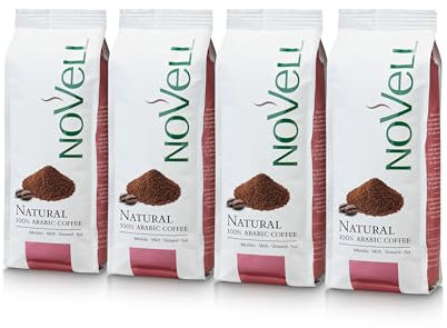NOVELL - Café Molido Natural Arábica 100% 1 kg | 4 Bolsas de 250 g | Fácil Uso con Válvula Unidireccional | Café Arábica Sostenible