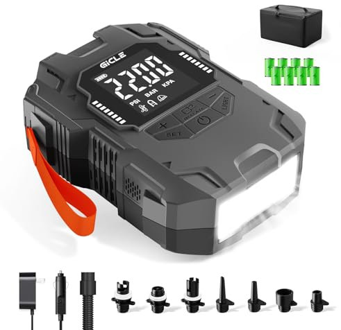 GICLE 22PSI Rechargeable Paddle Board Pump, Dual Power (Battery & 12V Car) Electric SUP Pump, Automatic Portable Inflator & Deflator with Fast Charging for Inflatables Kayak Boat Tent Camping Mattress
