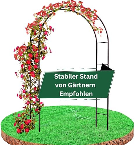 Premium Rosenbogen 240 x 140 x 37 cm – Perfekt für alle Rankpflanzen – Stabiler Metall Gartenbogen in Grün, leicht aufzubauen und eine stilvolle Gartendekoration –